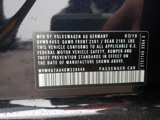 2019 VOLKSWAGEN GOLF R WVWVA7AU4KW228449