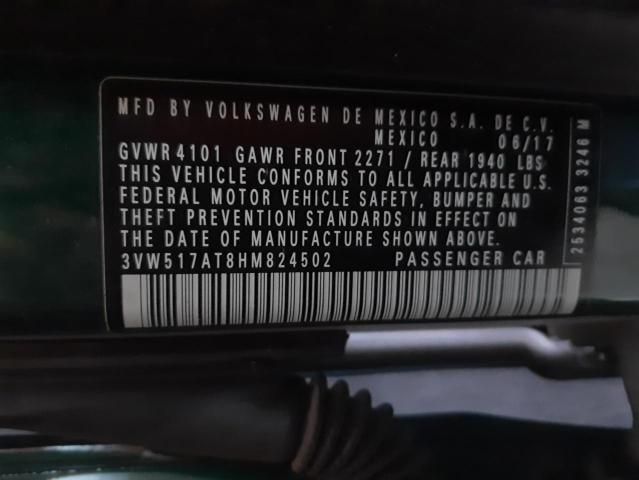 2017 VOLKSWAGEN BEETLE S/S 3VW517AT8HM824502