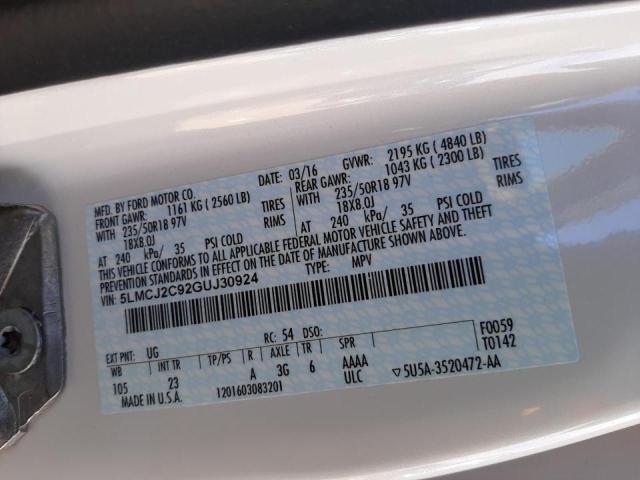 2016 LINCOLN MKC SELECT 5LMCJ2C92GUJ30924