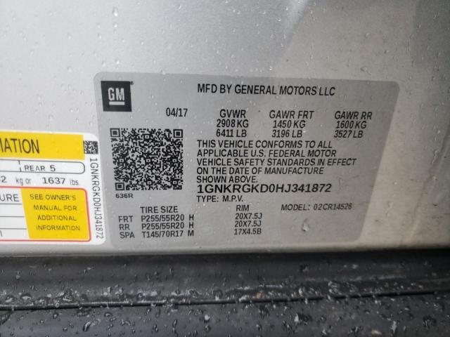 2017 CHEVROLET TRAVERSE L 1GNKRGKD0HJ341872