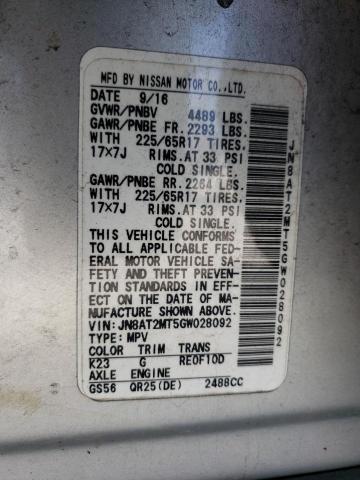 2016 NISSAN ROGUE S JN8AT2MT5GW028092