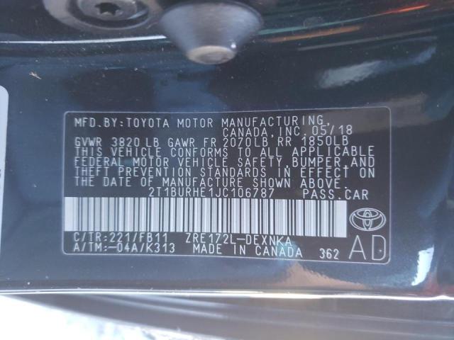 2018 TOYOTA COROLLA L 2T1BURHE1JC106787