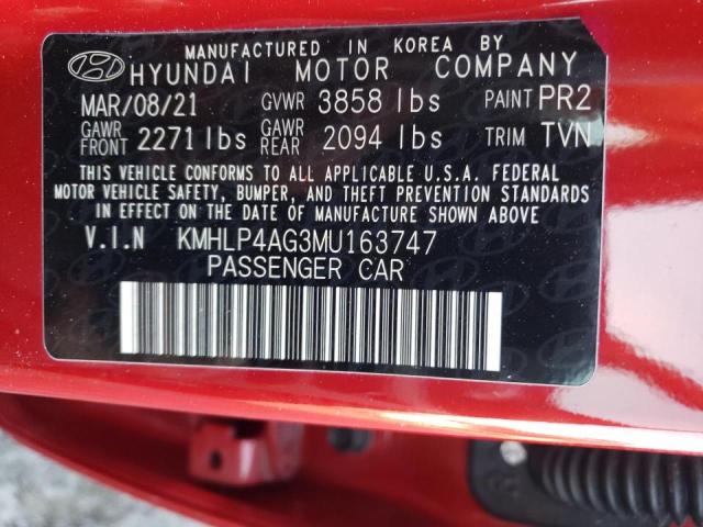 2021 HYUNDAI ELANTRA LI KMHLP4AG3MU163747
