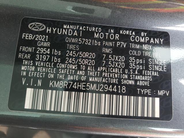 2021 HYUNDAI PALISADE C KM8R74HE5MU294418