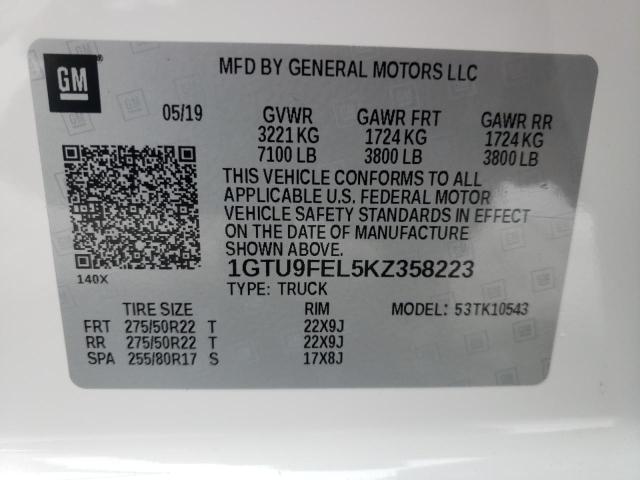 2019 GMC SIERRA K15 1GTU9FEL5KZ358223
