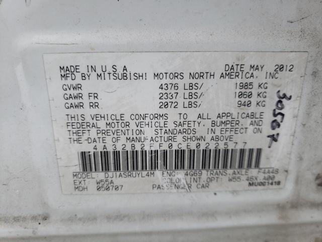 2012 Mitsubishi Galant Fe VIN: 4A32B2FF0CE022577 Lot: 45195852