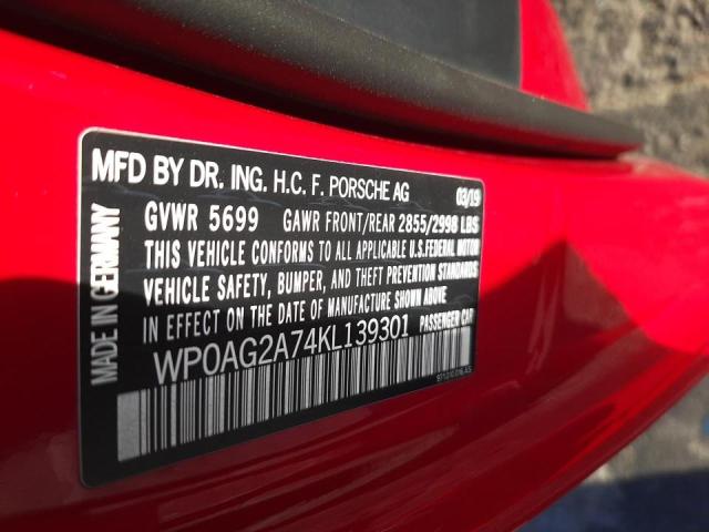 2019 PORSCHE PANAMERA G WP0AG2A74KL139301
