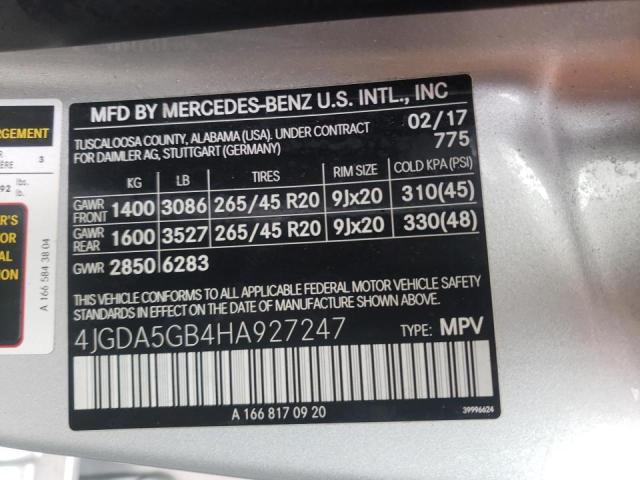 2017 MERCEDES-BENZ GLE 400 4M 4JGDA5GB4HA927247
