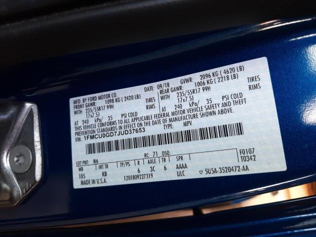 2018 FORD ESCAPE SE 1FMCU0GD7JUD37653