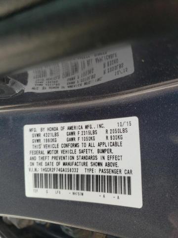 2016 HONDA ACCORD EX 1HGCR2F74GA058332