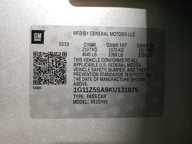 2019 CHEVROLET IMPALA LT 1G11Z5SA9KU131929