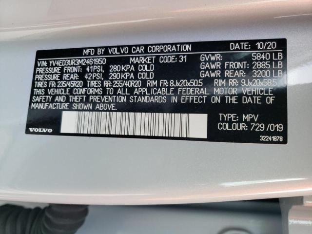2021 VOLVO XC40 RECHA YV4ED3UR3M2461950