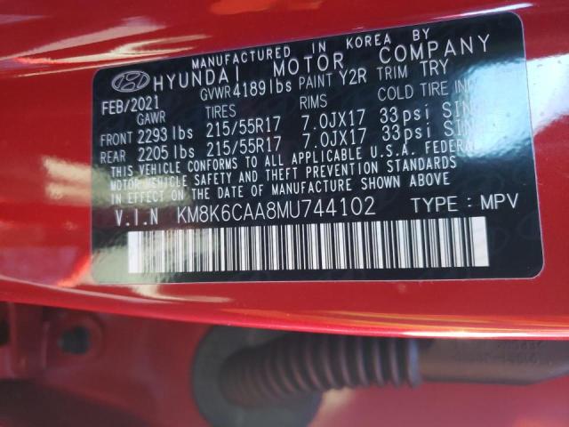 2021 HYUNDAI KONA SEL P KM8K6CAA8MU744102