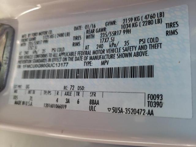 2016 FORD ESCAPE SE - 1FMCU0G90GUC13177