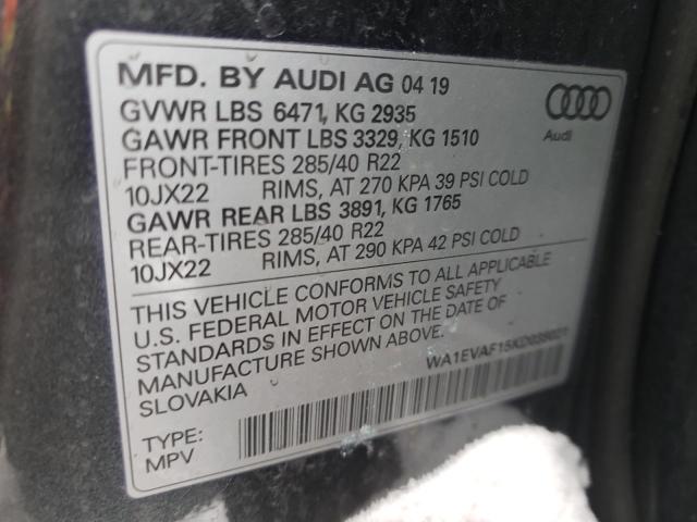 2019 AUDI Q8 PREMIUM WA1EVAF15KD038021