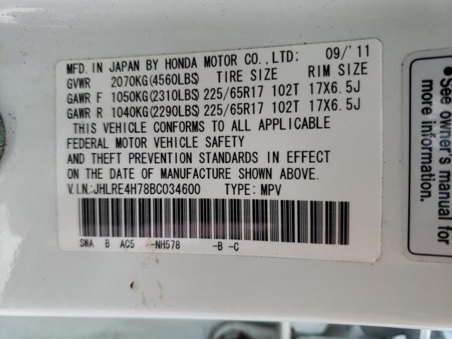 JHLRE4H78BC034600 Honda Cr-V Exl 2011. Фото: 9
