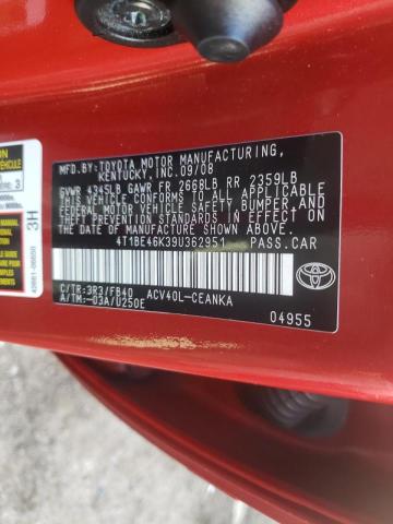 4T1BE46K39U362951 Toyota Camry Base 2009. Фото: 9