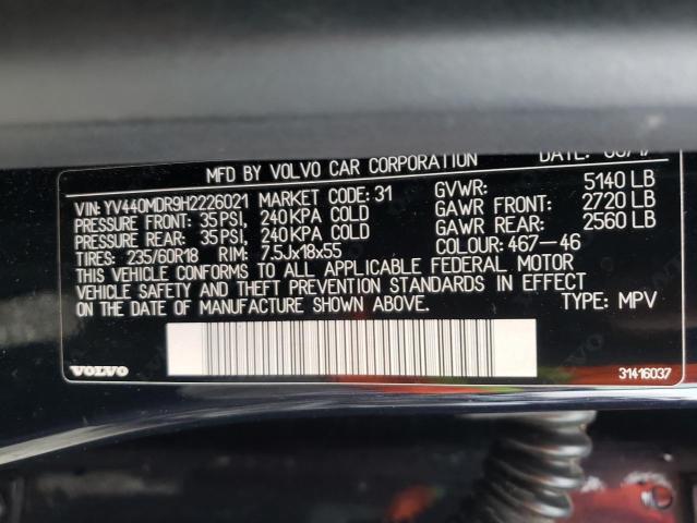 2017 VOLVO XC60 T5 DY YV440MDR9H2226021