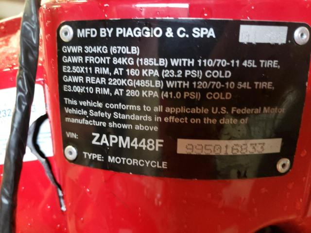2009 VESPA LX 150 ZAPM448F995016833