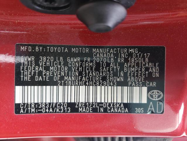 2017 TOYOTA COROLLA L 2T1BURHE4HC829043