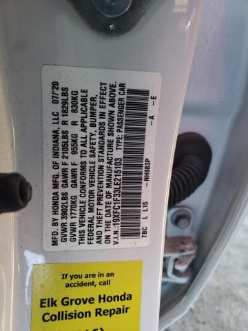 2020 HONDA CIVIC 4D E 19XFC1F33LE215103