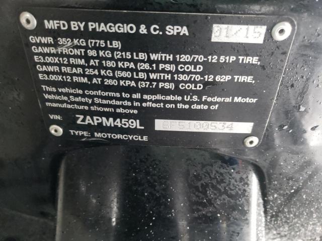 2015 VESPA GTS 300 SU ZAPM459L6F5100534