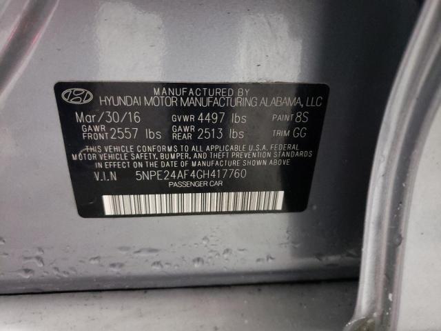 2016 HYUNDAI SONATA SE 5NPE24AF4GH417760