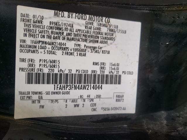 1FAHP3FN4AW214044 Ford Focus Se 2010. Фото: 9