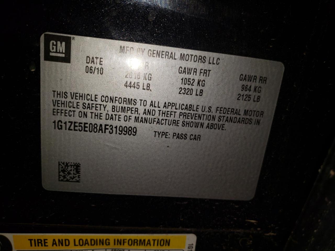 2010 Chevrolet Malibu Ltz VIN: 1G1ZE5E08AF319989 Lot: 78492443