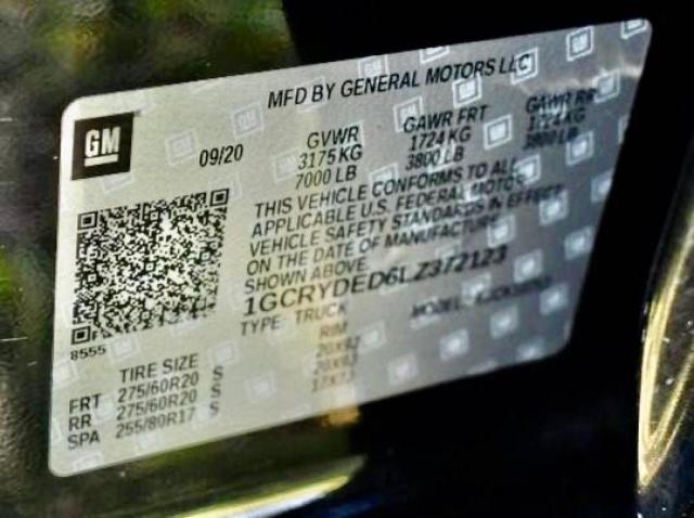 2020 CHEVROLET SILVERADO 1GCRYDED6LZ372123