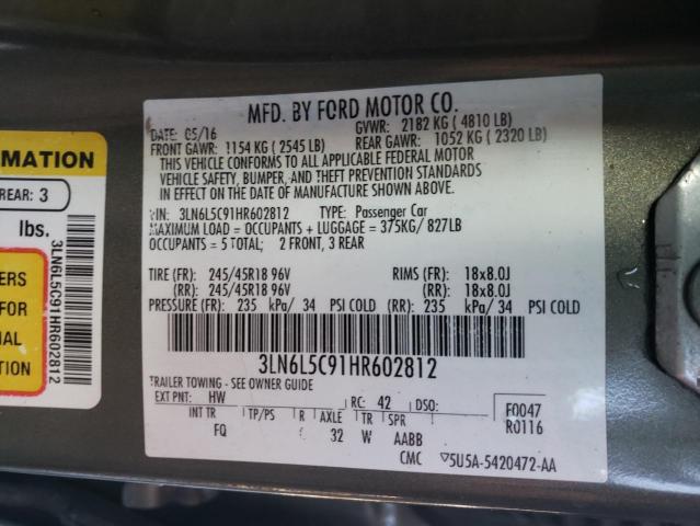 2017 LINCOLN MKZ SELECT 3LN6L5C91HR602812