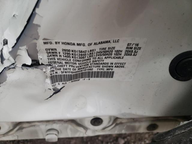 2016 HONDA PILOT ELIT 5FNYF6H05GB101992