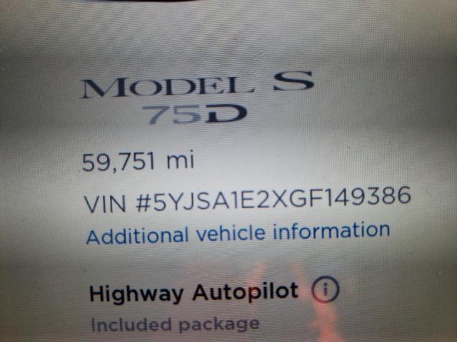 2016 TESLA MODEL S 5YJSA1E2XGF149386