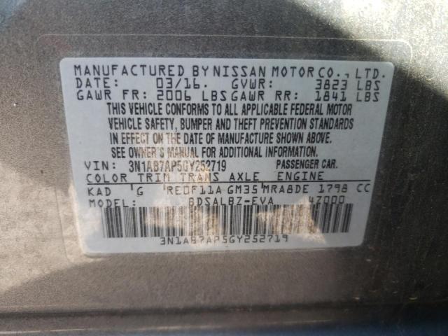 2016 NISSAN SENTRA S 3N1AB7AP5GY252719