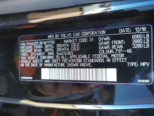2019 VOLVO XC90 T6 IN YV4A22PL9K1477756