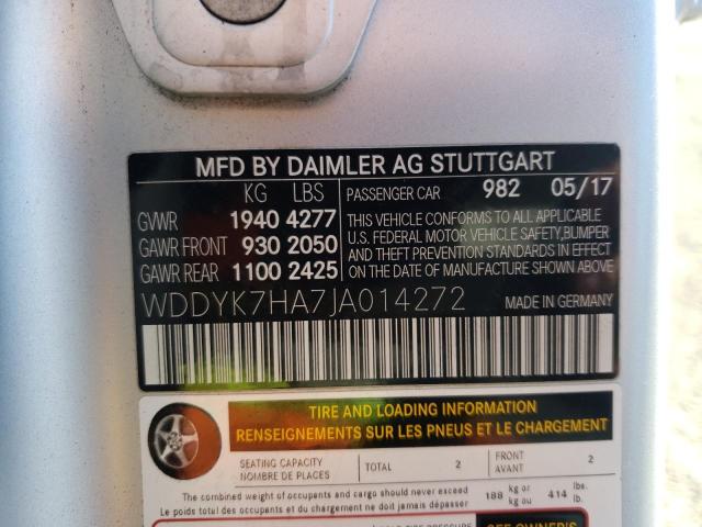 2018 MERCEDES-BENZ AMG GT WDDYK7HA7JA014272