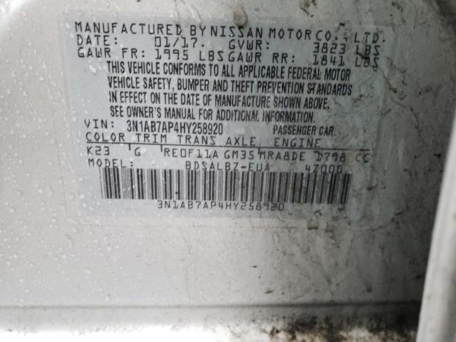 2017 NISSAN SENTRA S 3N1AB7AP4HY258920