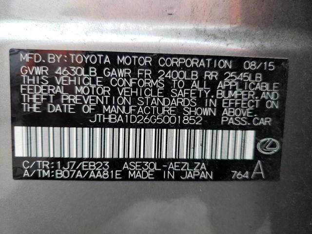 2016 LEXUS IS 200T JTHBA1D26G5001852