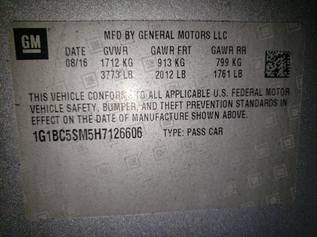 2017 CHEVROLET CRUZE LS 1G1BC5SM5H7126606