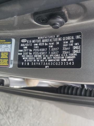 2012 KIA SORENTO BA - 5XYKT3A63CG231543