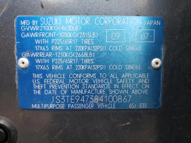 2008 SUZUKI GRAND VITA JS3TE947384100867