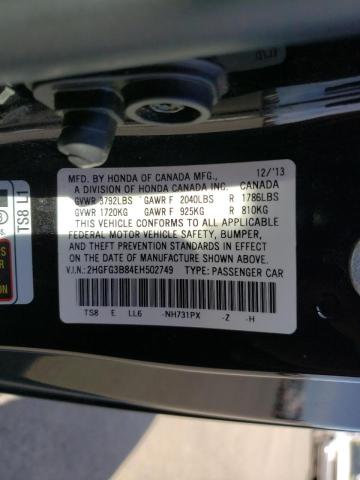 2HGFG3B84EH502749 Honda Civic Ex 2014. Фото: 9