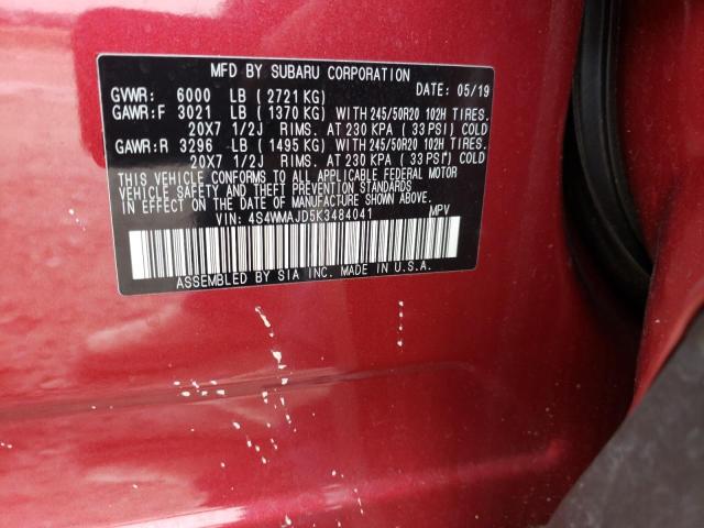 2019 SUBARU ASCENT LIM 4S4WMAJD5K3484041