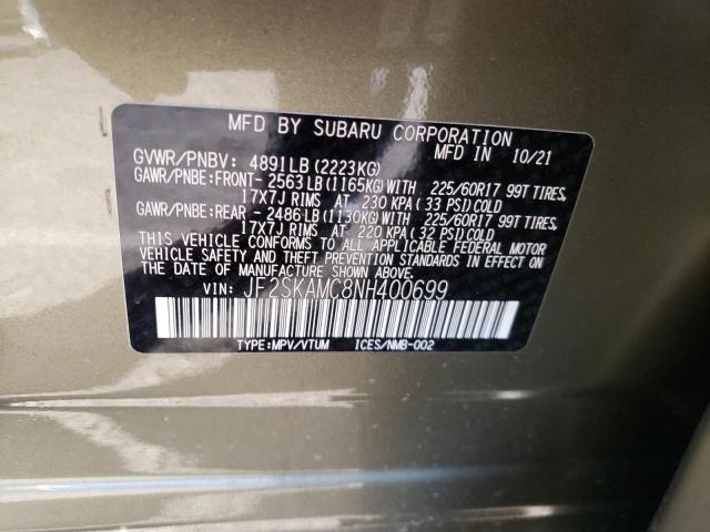 2022 SUBARU FORESTER JF2SKAMC8NH400699