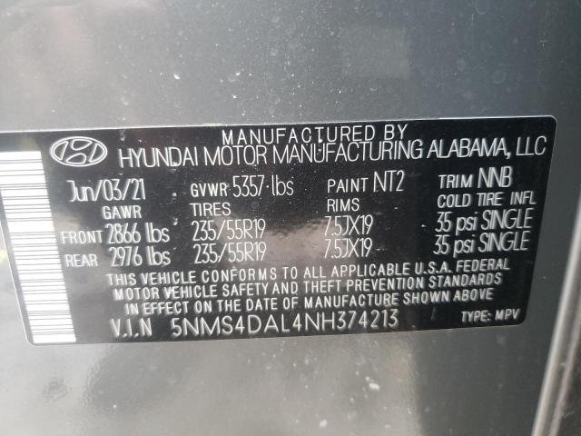 5NMS4DAL4NH374213 | 2022 HYUNDAI SANTA FE L