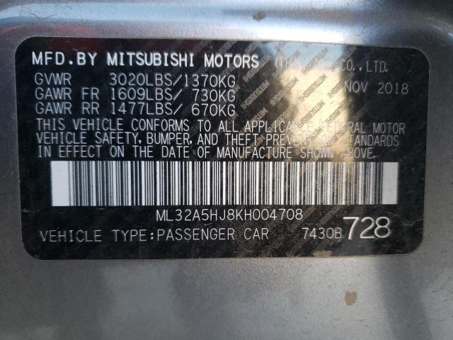 2019 MITSUBISHI MIRAGE LE ML32A5HJ8KH004708