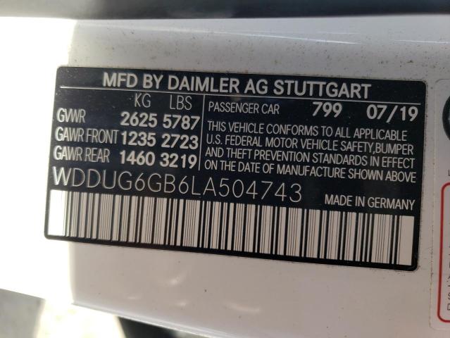 2020 MERCEDES-BENZ S 450 WDDUG6GB6LA504743