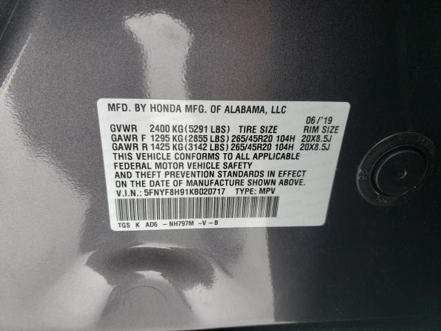 2019 HONDA PASSPORT T 5FNYF8H91KB020717