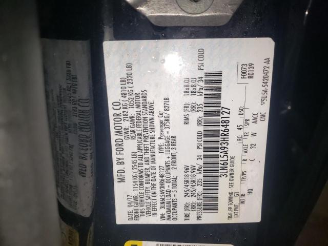 2017 LINCOLN MKZ PREMIE 3LN6L5A93HR648127