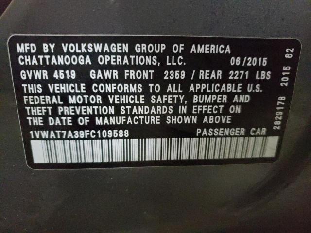 2015 VOLKSWAGEN PASSAT S 1VWAT7A39FC109588